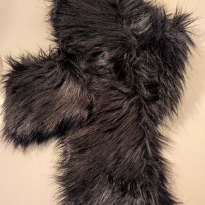 J CREW Black Faux Fur Scarf